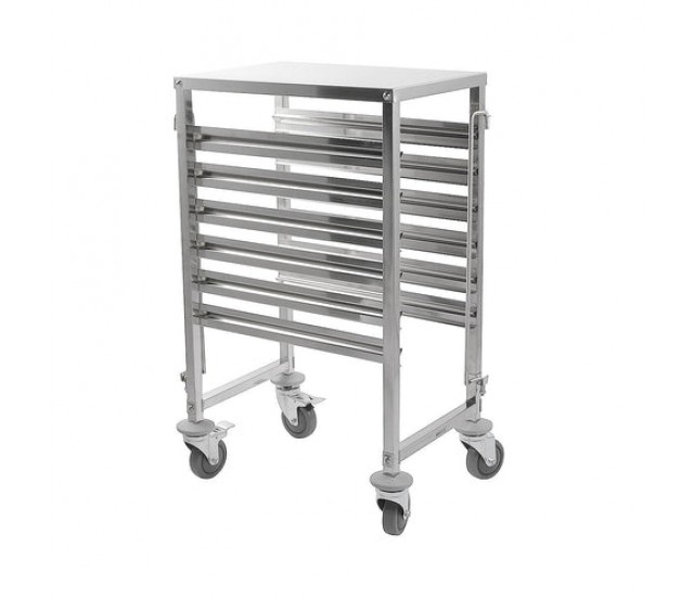 301010 - Racking Trolley 6 Shelves with Work Table Top for GN Pan 1/1