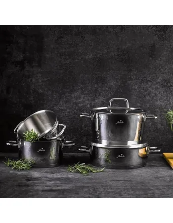 Jumbo Felix 8-Piece Stainless Steel Induction Cookware Set, Silver