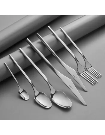 Jumbo 5100 Quartz 84-Piece Stainless Steel Cutlery Set for 12 People, Silver