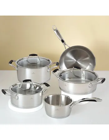 Jumbo New Stella 8-Piece Stainless Steel Induction Cookware Set, Silver
