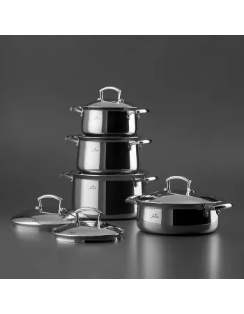 Jumbo Flame 8-Piece Stainless Steel Induction Cookware Set, Silver