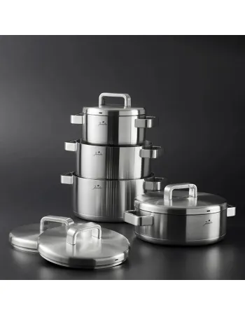 Jumbo Monaco 8-Piece 3ply Stainless Steel Induction Cookware Set, Silver