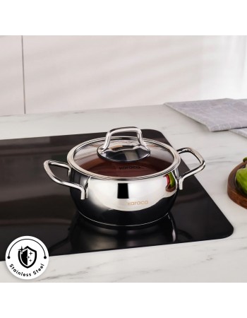 Karaca Emirgan Stainless Steel Stockpot with Lid, 16cm, Silver