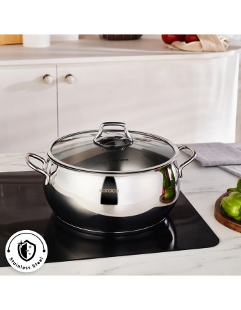 Karaca Emirgan Stainless Steel Stockpot with Lid, 26cm, Silver