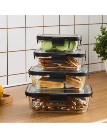 Karaca Vera Storage Container with Metal Lid, 370ml, Clear