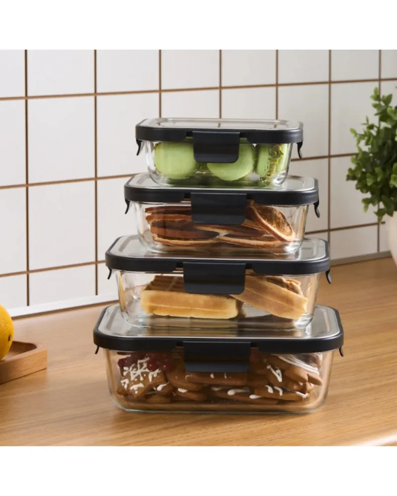 Karaca Vera Storage Container with Metal Lid, 370ml, Clear