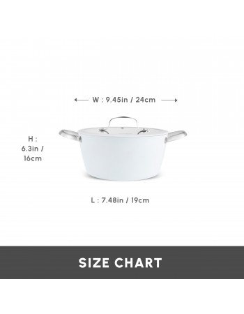 Karaca Swiss Crystal Almond Cream Non-Stick Induction Stainless Steel Handle Casserole & Lid, 24cm, Cream