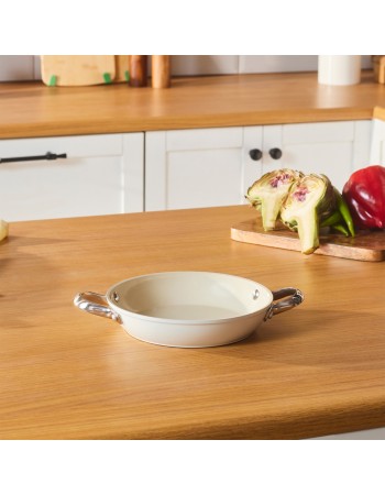 Karaca Swiss Crystal Almond Cream Non-Stick Induction Stainless Steel Handle Shallow Pan, 20cm, Cream