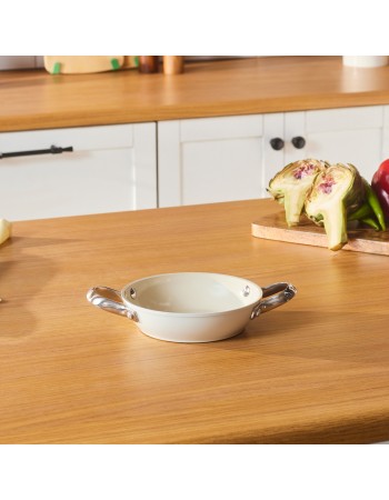 Karaca Swiss Crystal Almond Cream Non-Stick Induction Stainless Steel Handle Shallow Pan, 16cm, Cream