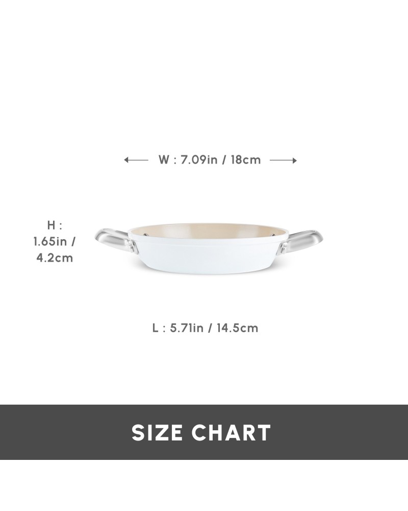 Karaca Swiss Crystal Almond Cream Non-Stick Induction Stainless Steel Handle Shallow Pan, 18cm, Cream