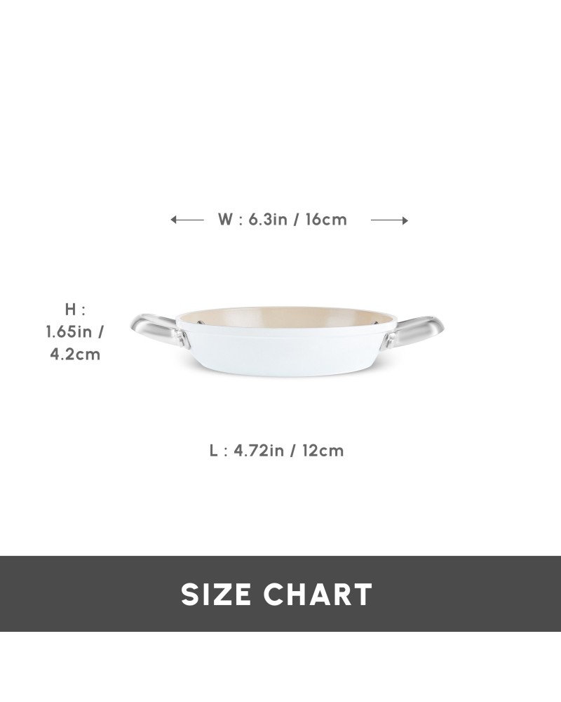 Karaca Swiss Crystal Almond Cream Non-Stick Induction Stainless Steel Handle Shallow Pan, 16cm, Cream