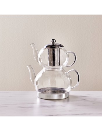Karaca Pandora Glass Induction Teapot Set, Clear