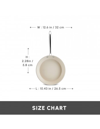 Karaca Swiss Crystal Almond Cream Non-Stick Induction Stainless Steel Handle Pan, 32cm, Cream