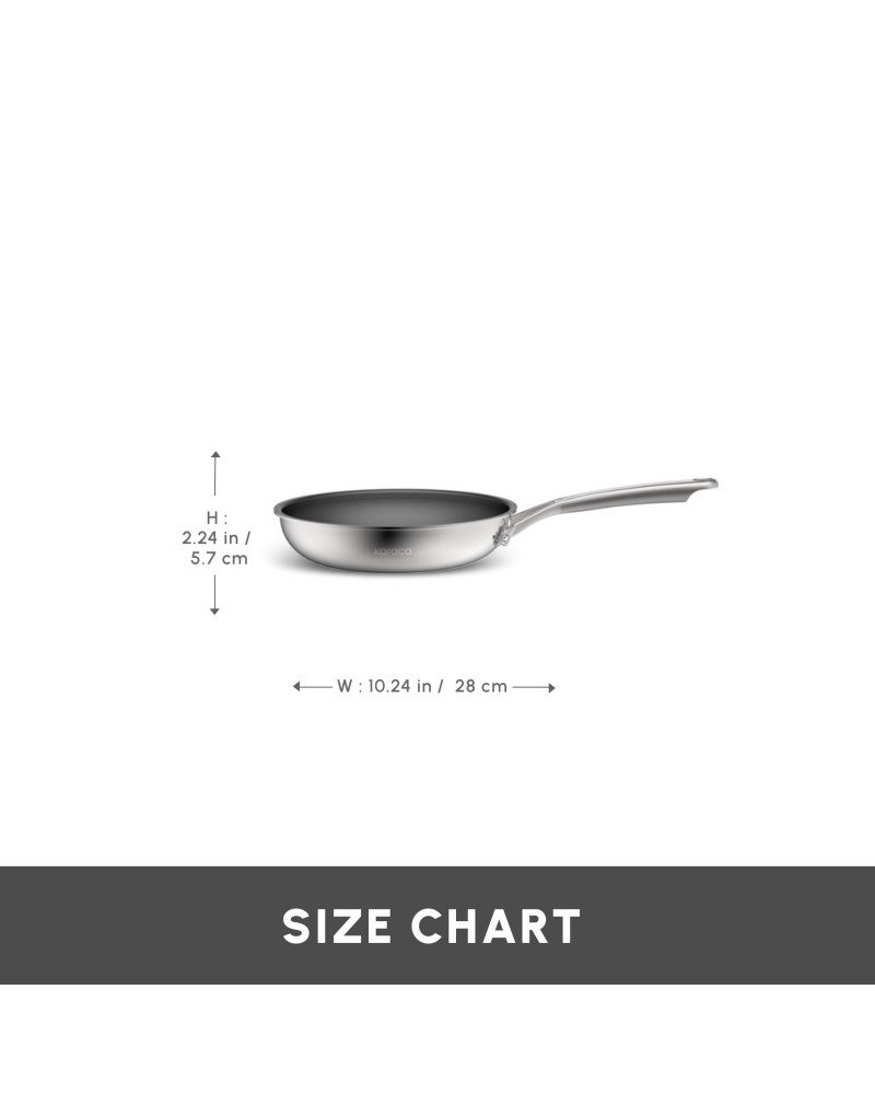 Karaca Plasma Steel 3Ply Non-Stick Induction Frying Pan, 26cm, Silver