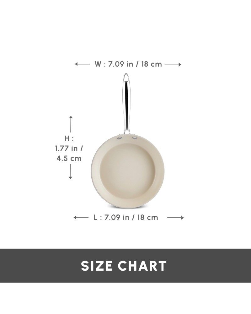 Karaca Swiss Crystal Almond Cream Non-Stick Induction Stainless Steel Handle Pan, 22cm, Cream