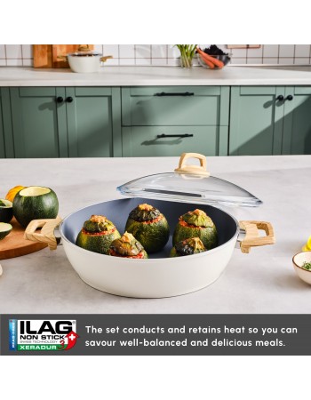 Karaca Swiss Crystal Non-Stick Induction Casserole, 30cm, Creamy