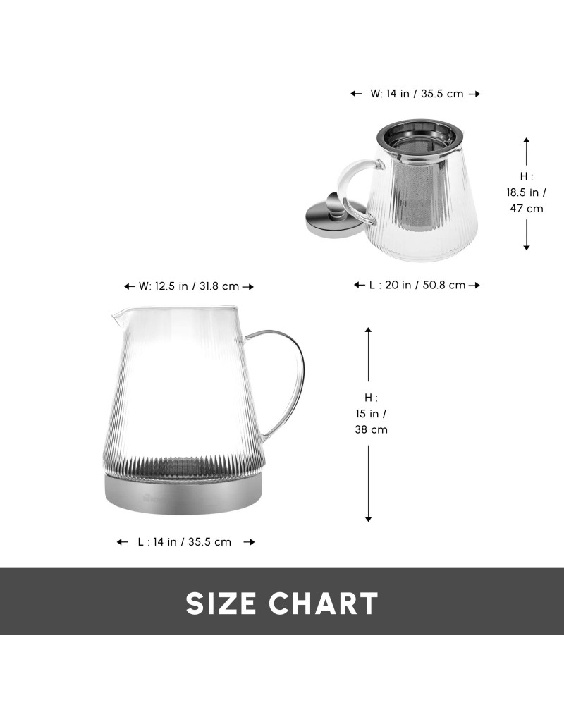 Karaca Keops XL Borosilicate Glass Teapot Set, Silver