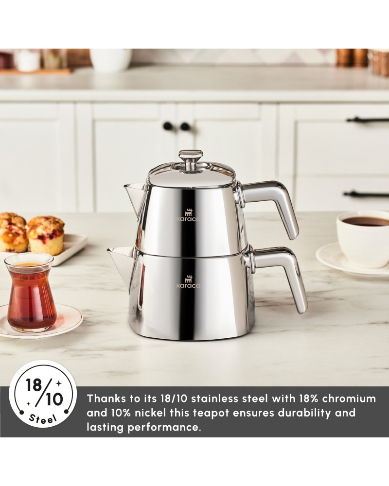 Karaca Brewinox Stainless Steel Teapot Set, Midi, Inox Karaca Brewinox Stainless Steel Teapot Set, Midi, Inox