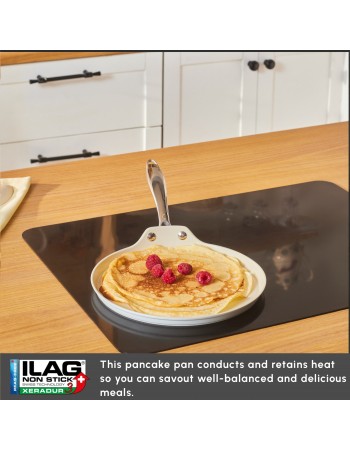 Karaca Swiss Crystal Almond Cream Non-Stick Induction Stainless Steel Handle Pancake Pan, 28cm, Cream