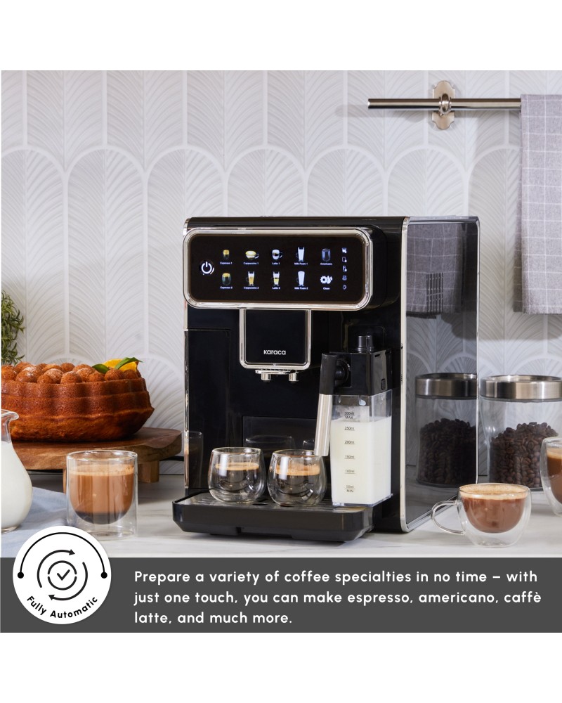 Karaca CoffeeMaestro Automatic Espresso Coffee Machine, 1500W, 1,5L, Black