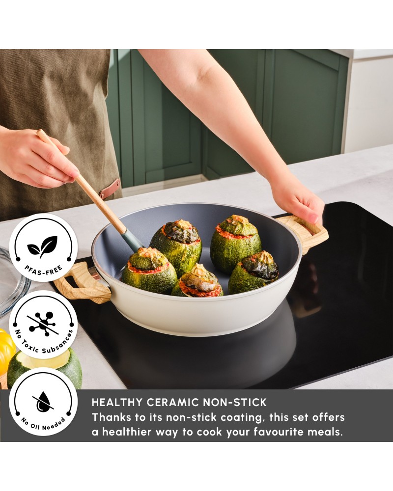 Karaca Swiss Crystal Non-Stick Induction Casserole, 30cm, Creamy