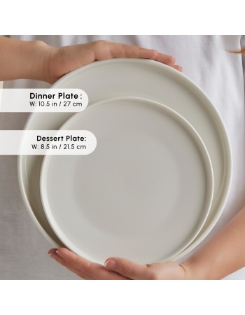Karaca Stream Bone China Felix XL 18-Piece China Dinner Set for 6 People, White