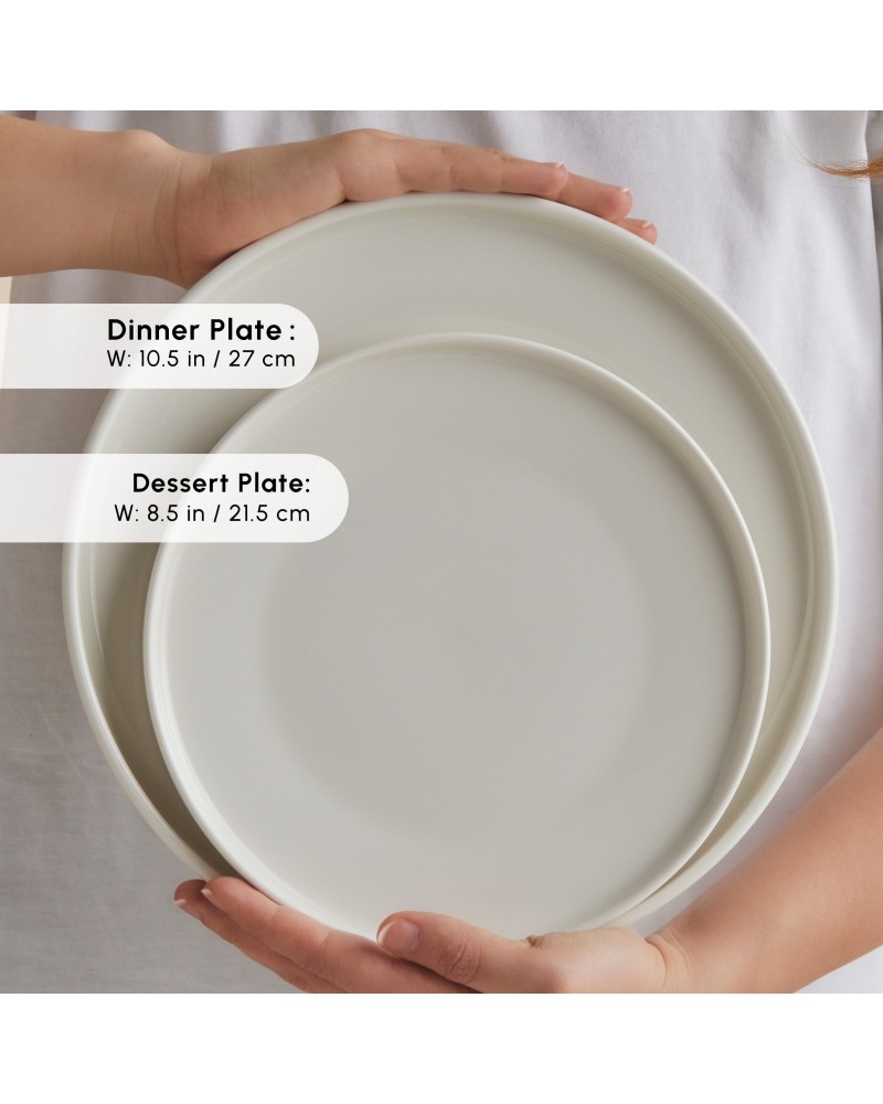 Karaca Stream Bone China Felix XL 18-Piece China Dinner Set for 6 People, White