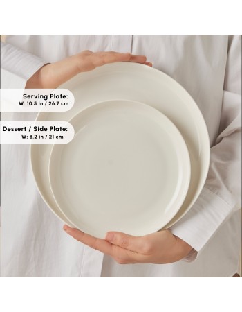 Karaca Streamline Remi Bone China 24-Piece Dinner Set for 6 People, White