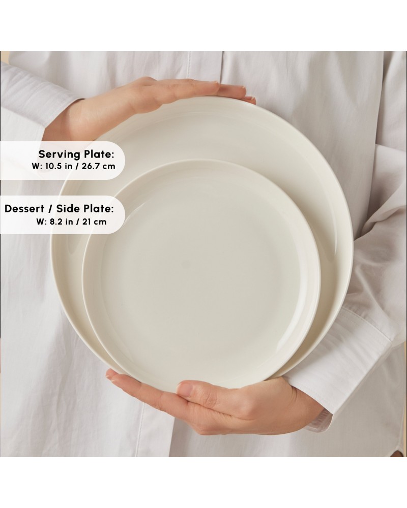 Karaca Streamline Remi Bone China 24-Piece Dinner Set for 6 People, White