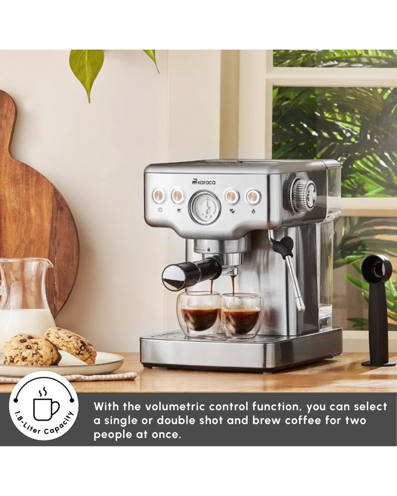 Karaca Coffee Art Espresso Coffee Machine, 1.8L, 1350W, Inox