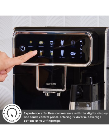 Karaca CoffeeMaestro Automatic Espresso Coffee Machine, 1500W, 1,5L, Black