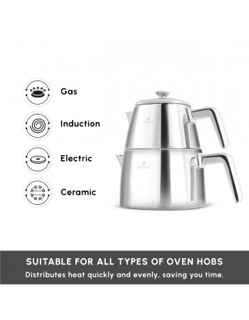 Karaca Brewinox Stainless Steel Teapot Set, Large, Inox Karaca Brewinox Stainless Steel Teapot Set, Large, Inox