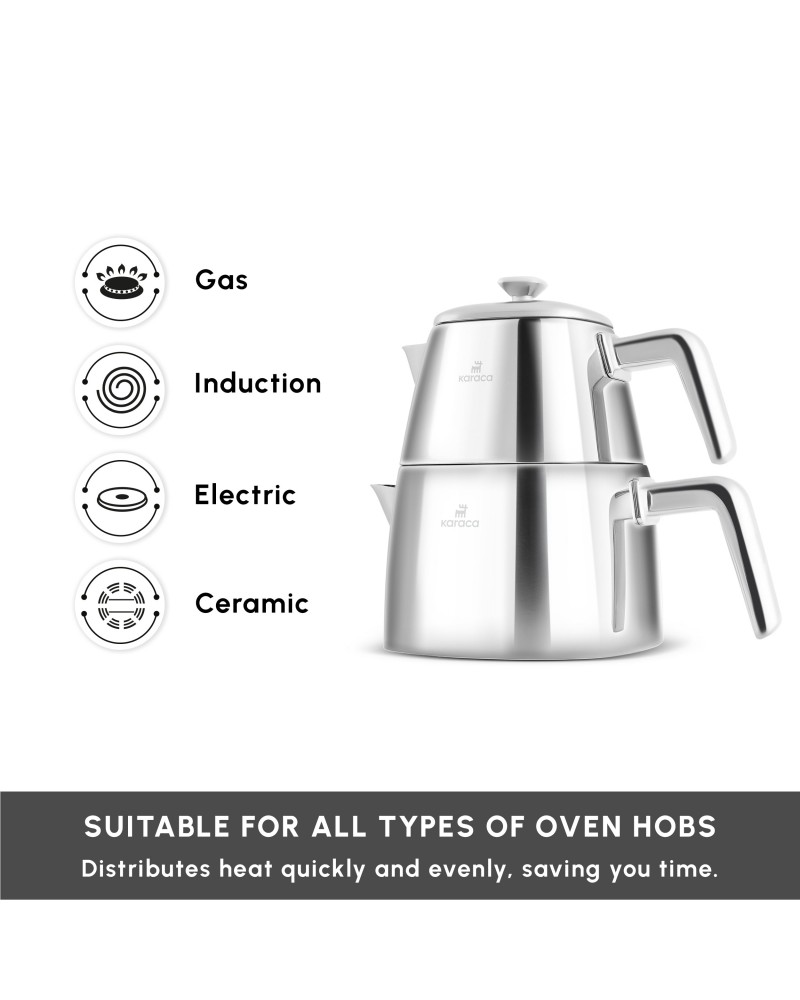 Karaca Brewinox Stainless Steel Teapot Set, Large, Inox Karaca Brewinox Stainless Steel Teapot Set, Large, Inox