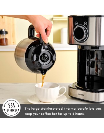 Karaca Series 2303 Steel Filter Coffee Machine, 1.2L, 800W, Inox
