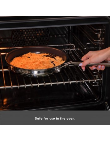 Karaca Plasma Steel 3Ply Non-Stick Induction Shallow Casserole, 30cm, Silver