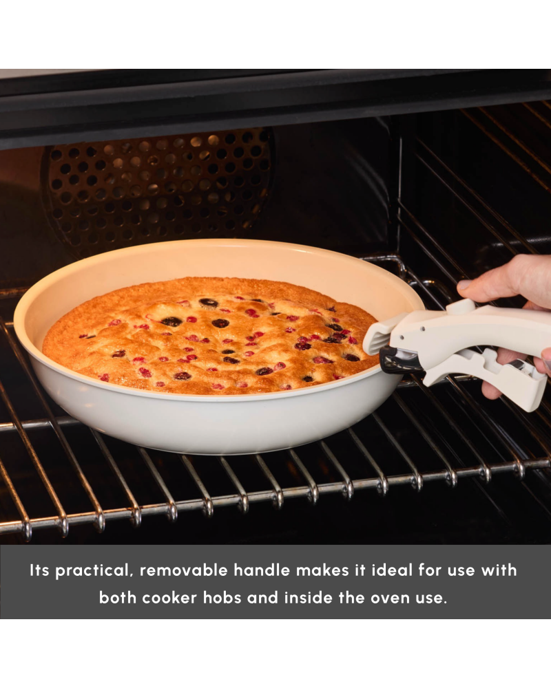 Karaca Ceramica Comfort 6-Piece Non-Stick Induction Detachable Cookware Set, Cream