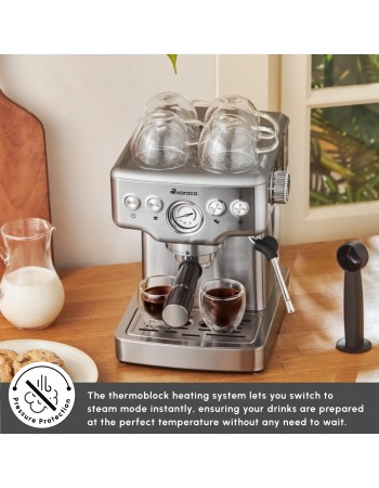 Karaca Coffee Art Espresso Coffee Machine, 1.8L, 1350W, Inox