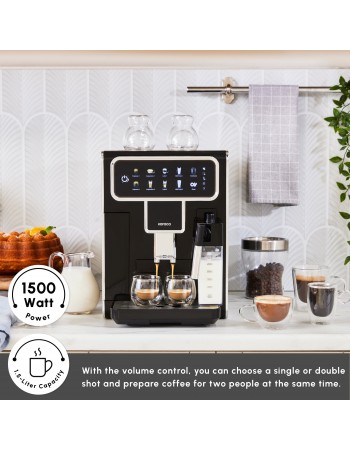 Karaca CoffeeMaestro Automatic Espresso Coffee Machine, 1500W, 1,5L, Black