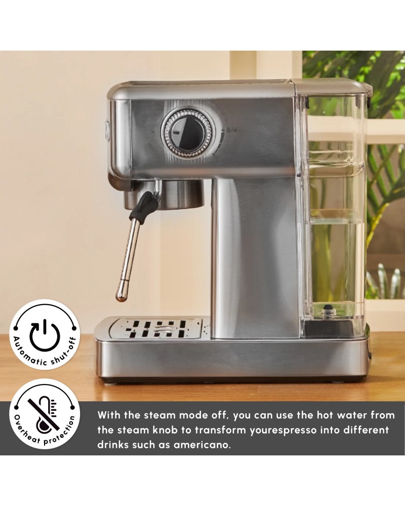 Karaca Coffee Art Espresso Coffee Machine, 1.8L, 1350W, Inox