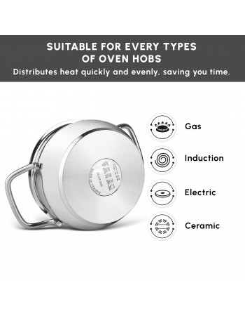 Karaca Emirgan XL 10-Piece Stainless Steel Induction Cookware Set with Storage Container, Silver Red
