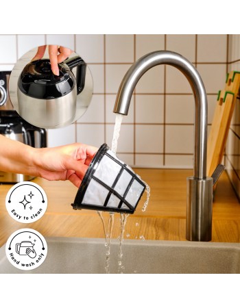 Karaca Series 2303 Steel Filter Coffee Machine, 1.2L, 800W, Inox