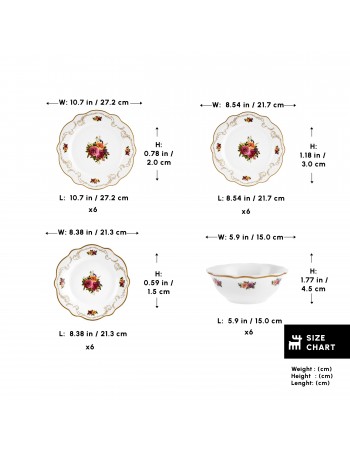 Karaca Forever Bone China Antique 24-Piece Dinner Set for 6 People, Multi