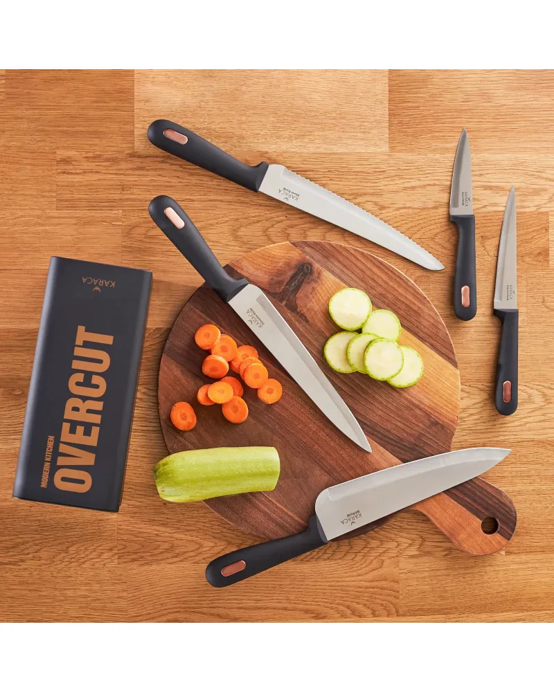 Karaca Overcut 5 Piece Knife Block Set, Black Karaca Overcut 5 Piece Knife Block Set, Black