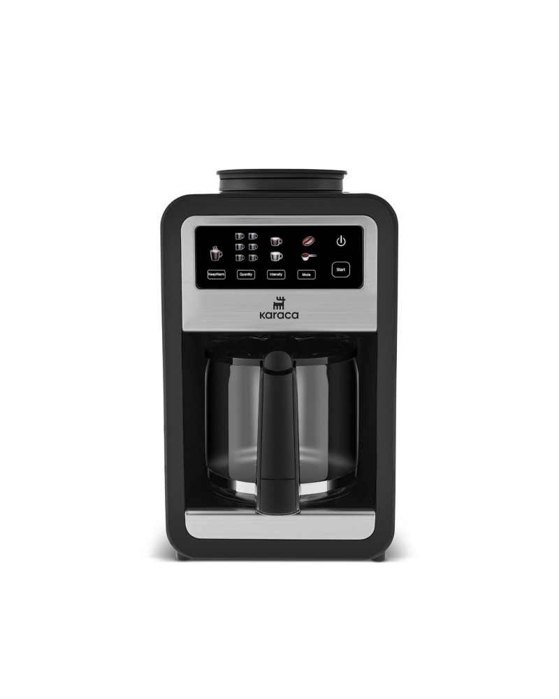 Karaca Grindbrew Pro Filter Coffee Machine with Built-in Grinder, 0,85L, 640W, Inox