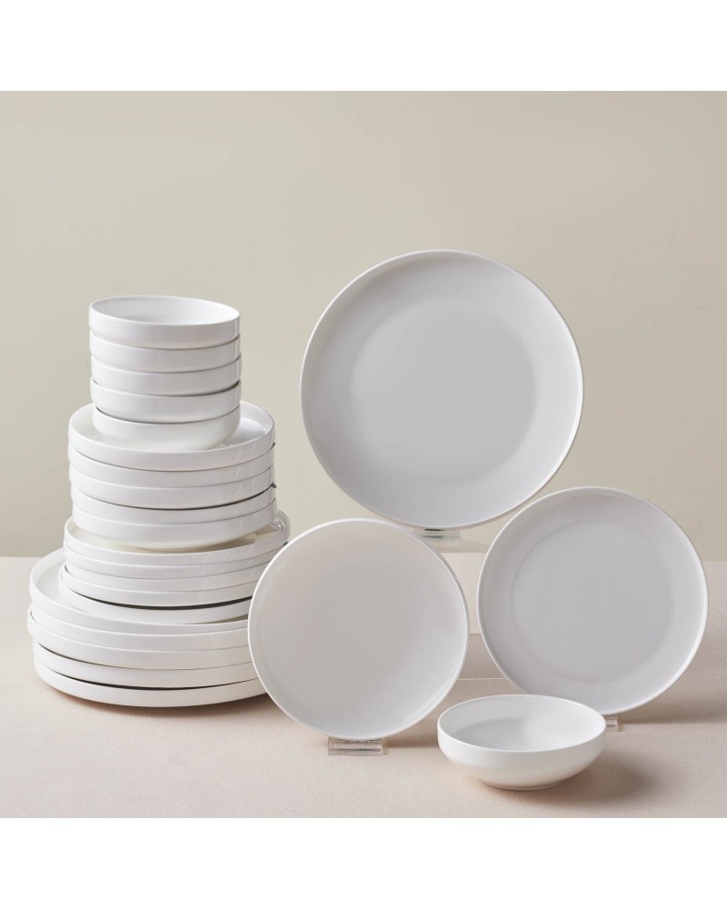 Karaca Stream Bone China Saturn 24-Piece Dinner Set for 6 People, White