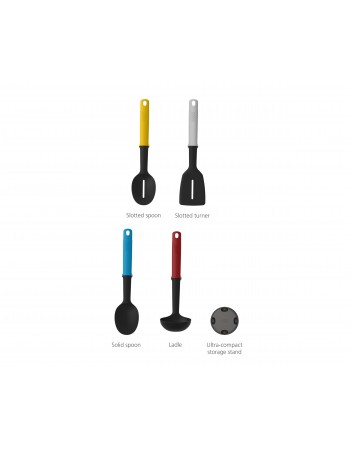 Joseph Joseph Elevate Slim 4-piece Utensil Set with Storage Stand, Multicolour