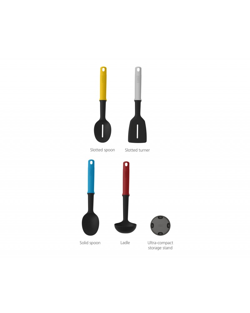 Joseph Joseph Elevate Slim 4-piece Utensil Set with Storage Stand, Multicolour