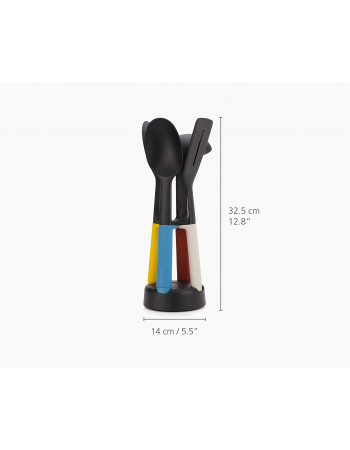 Joseph Joseph Elevate Slim 4-piece Utensil Set with Storage Stand, Multicolour