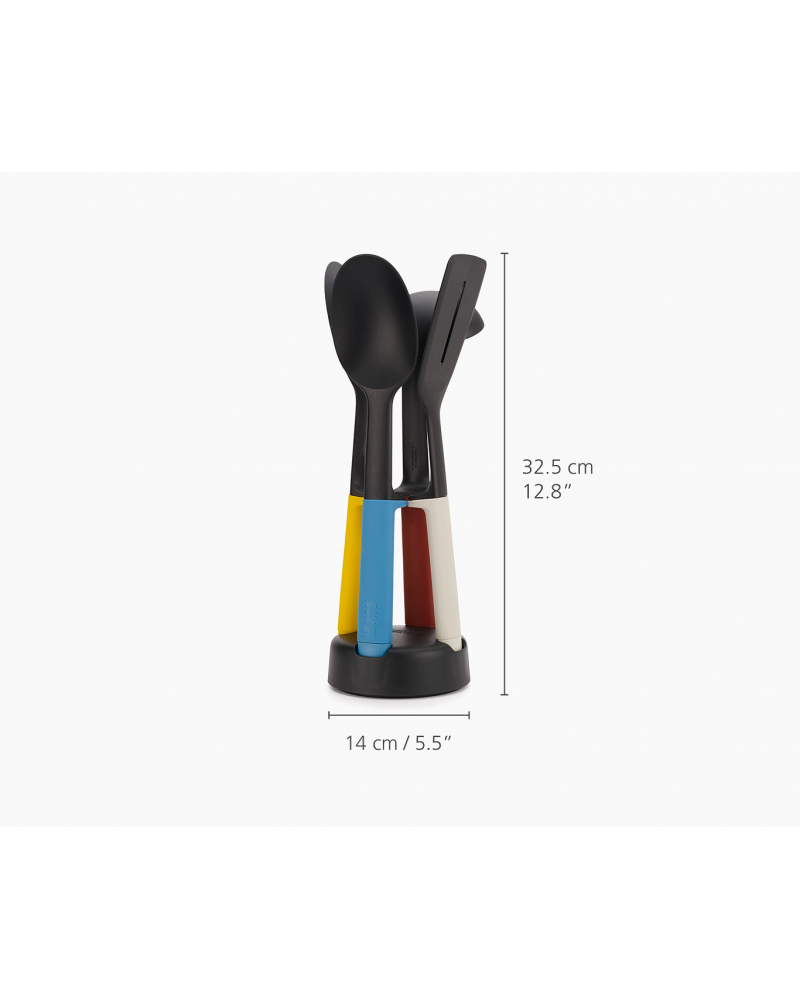Joseph Joseph Elevate Slim 4-piece Utensil Set with Storage Stand, Multicolour