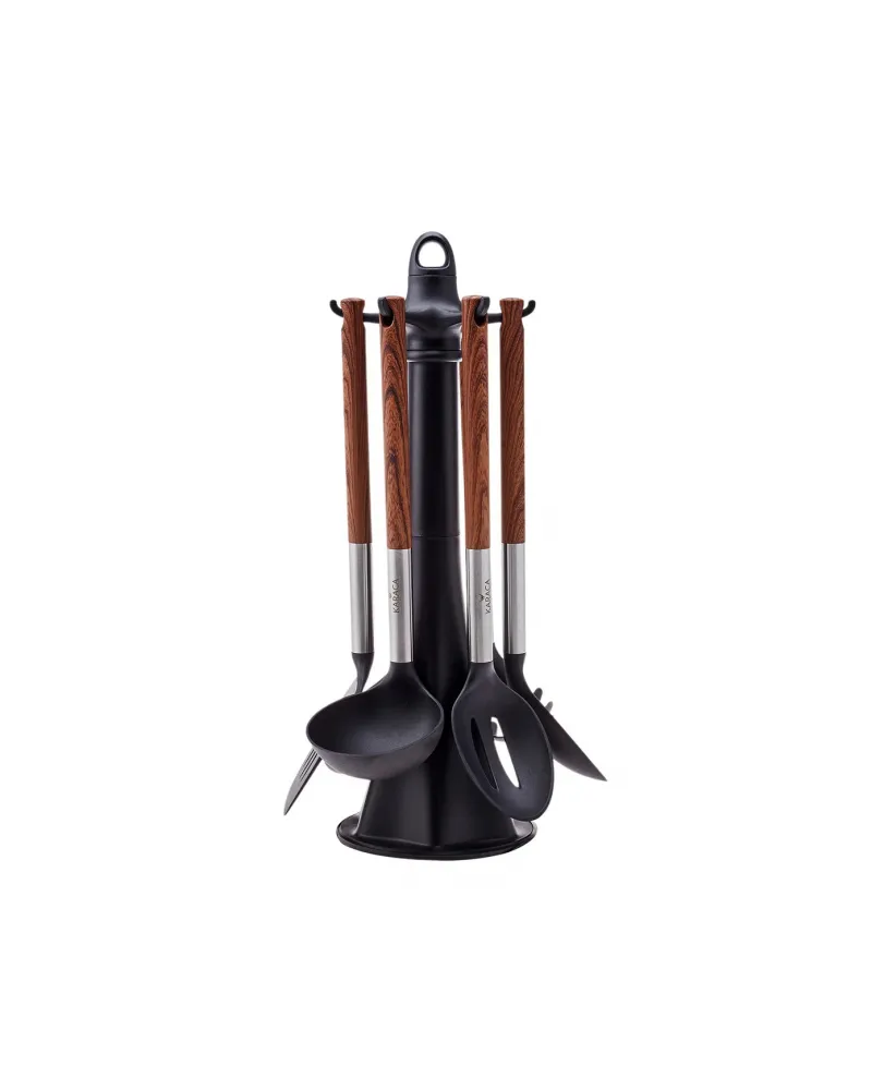 Karaca North Star 6 Piece Kitchen Utensil Set with Stand, Multi